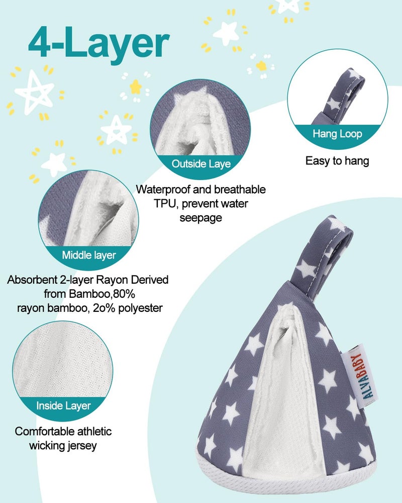 ALVABABY 8 Pcs Baby Boy Pee Covers, 3.5 * 4 In,Strong Water Absorption Pee Shield for Newborn Boy, 4-Layer Reusable Pee Cap, Diaper Changing Accessory for Baby Gift 8NG01 - Image 2